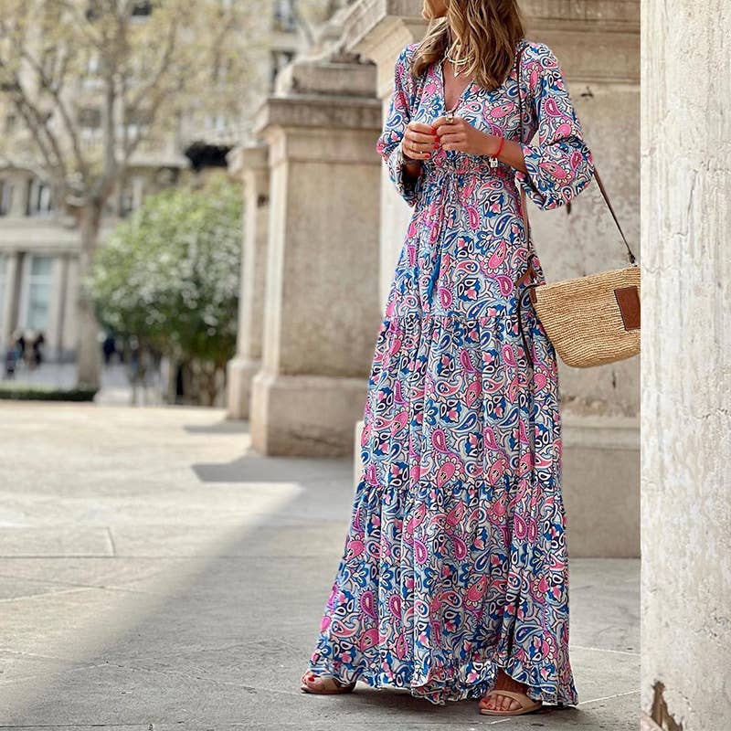 long sleeve boutique dress Black Long Sleeve Floral Print Mini Dress
