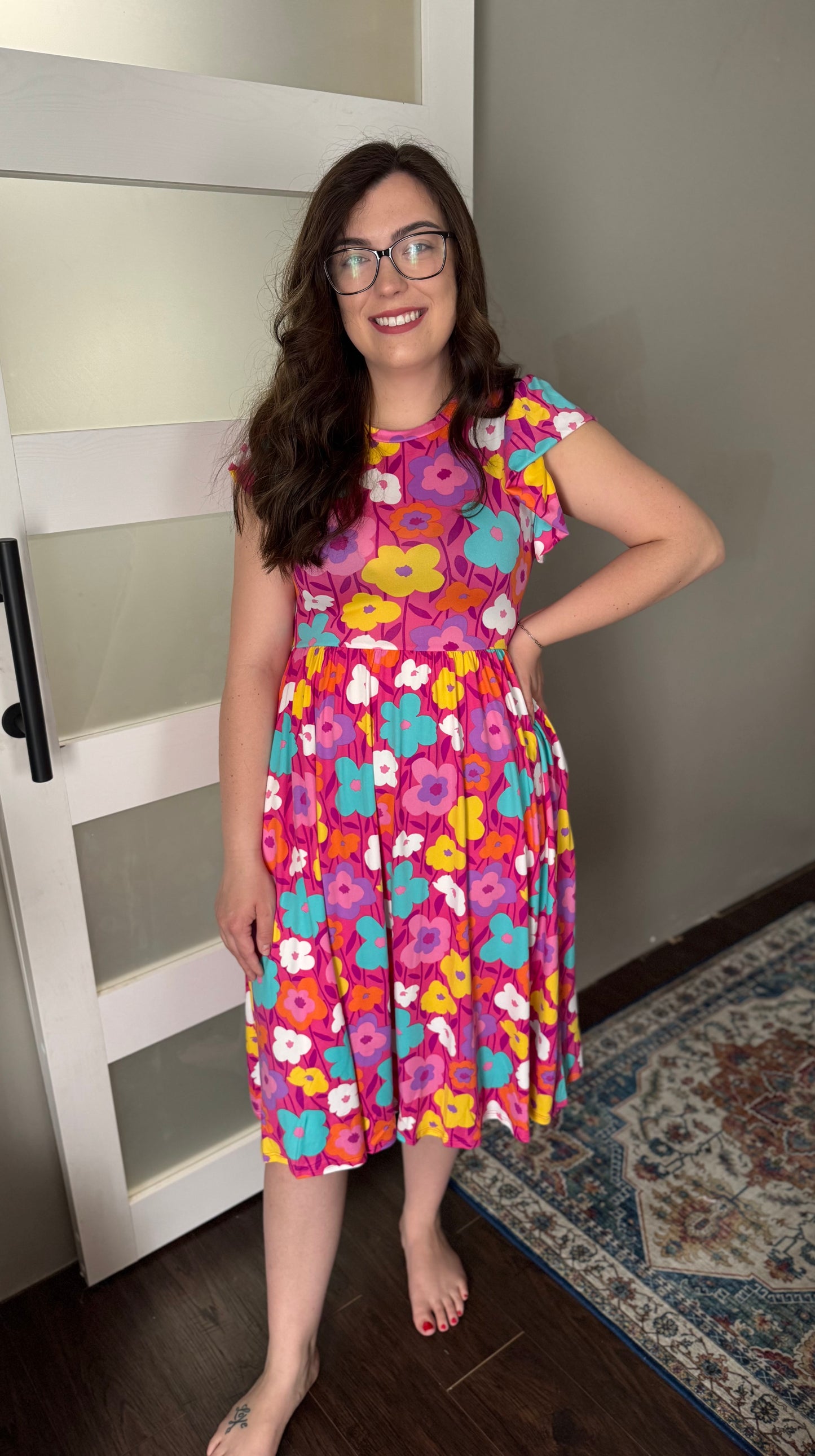 Haptics Babydoll Floral Midi Dress