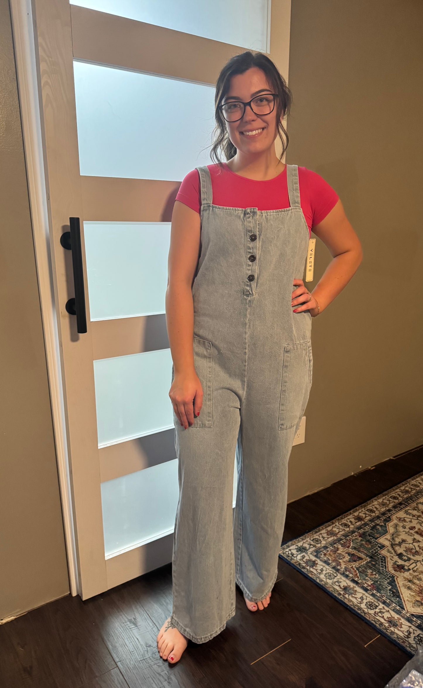 Denim Buttoned Overall