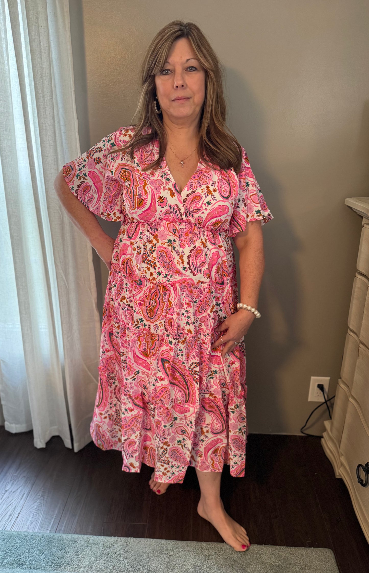 Pink Mix Midi Dress