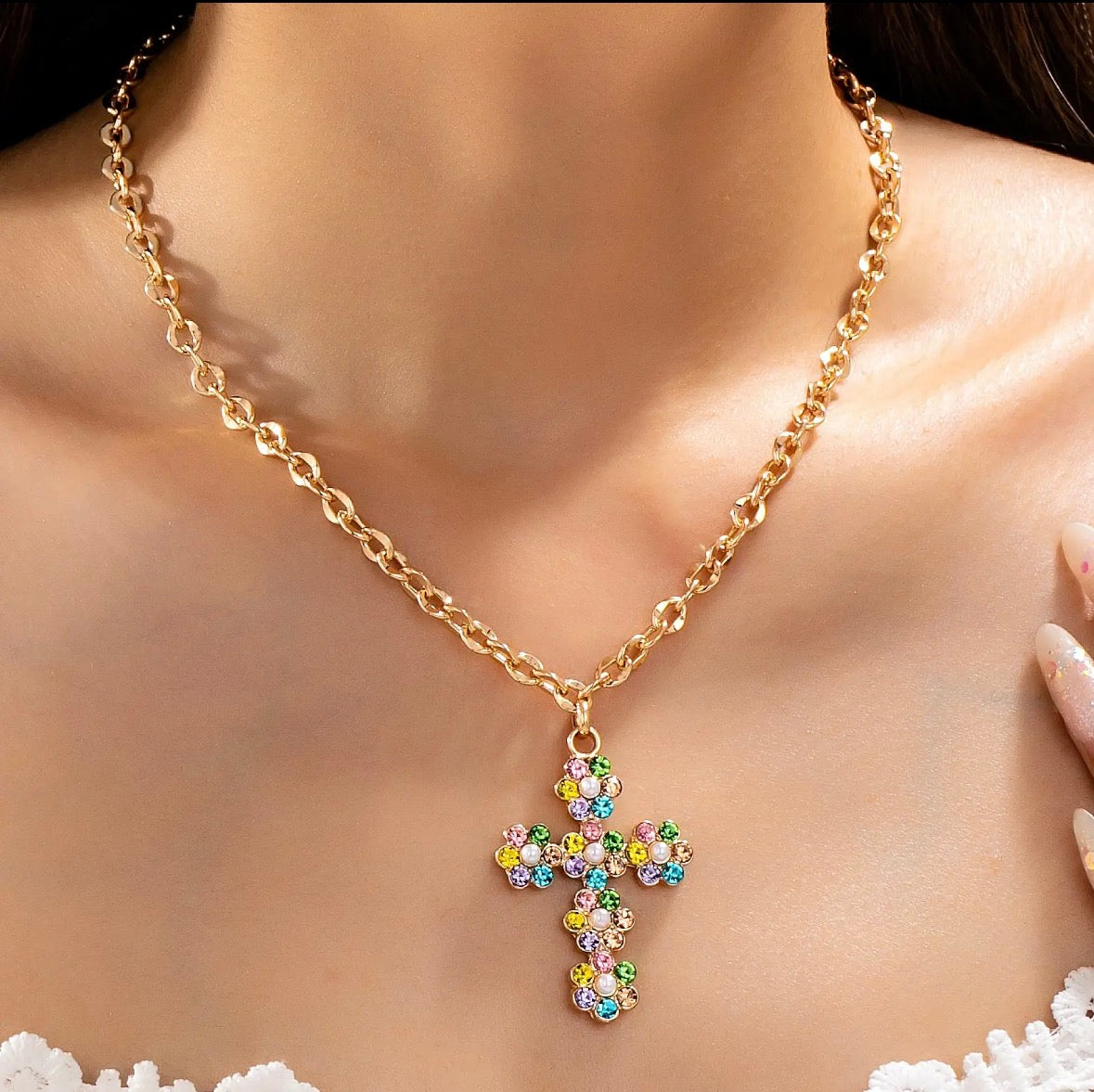 Pastel Cross Necklace
