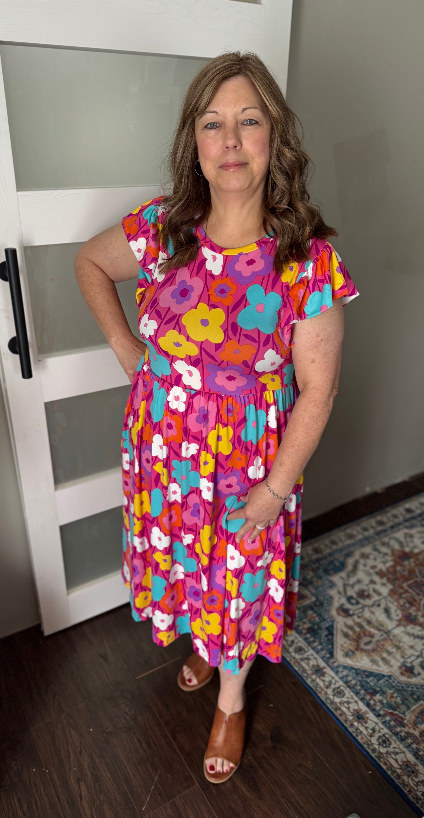 Haptics Babydoll Floral Midi Dress