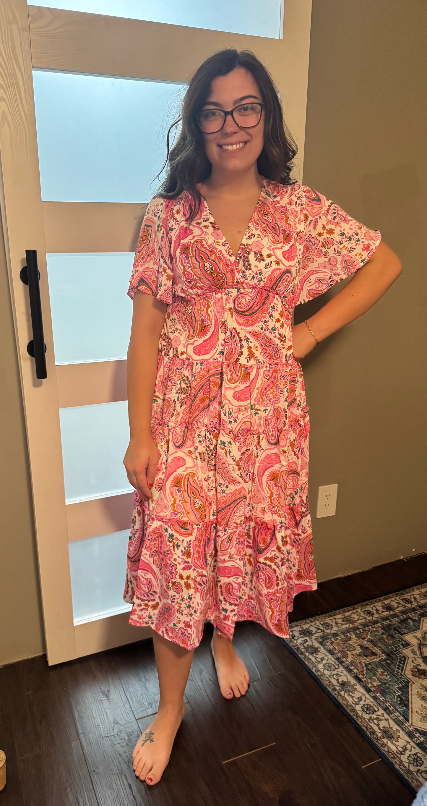 Pink Mix Midi Dress