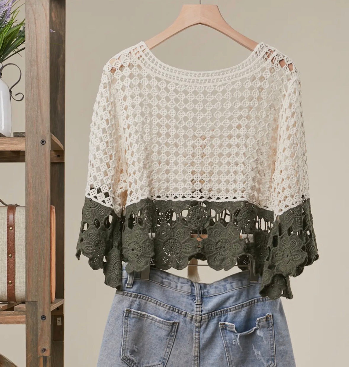 Color Block Crochet Top