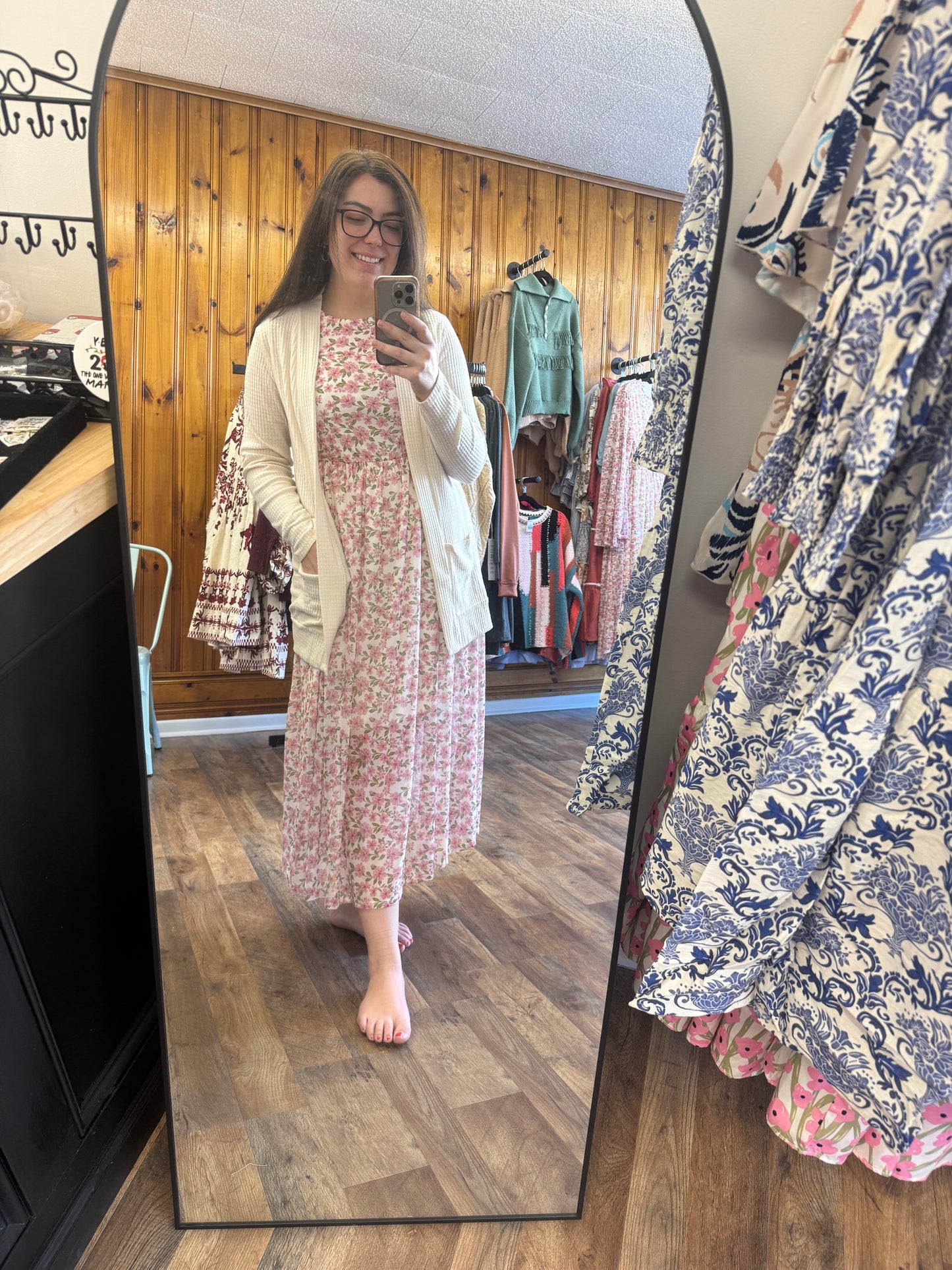 Floral Mesh Midi Dress