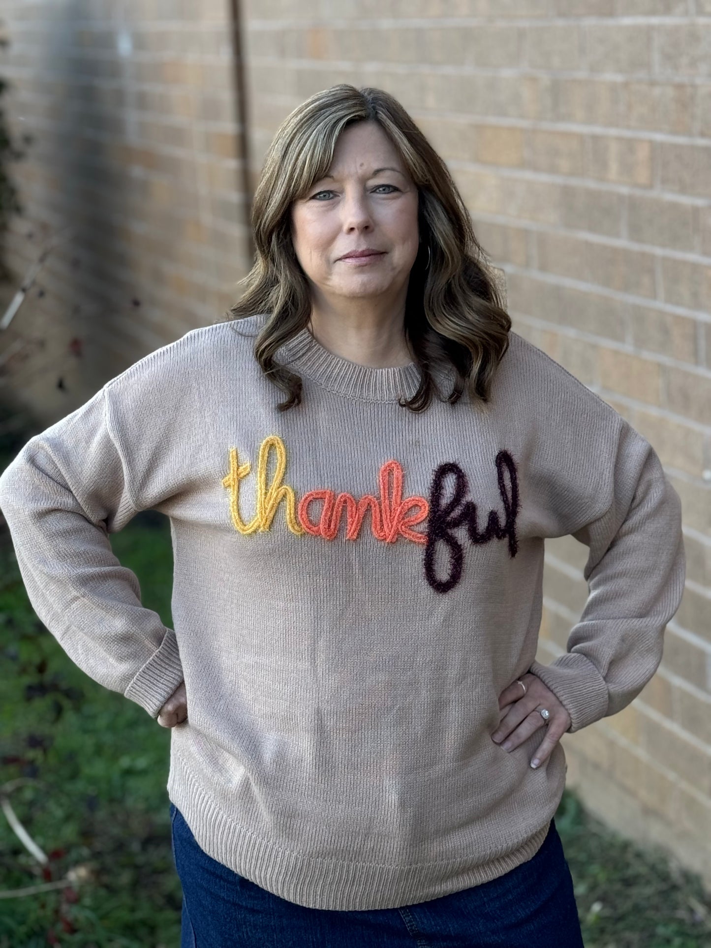 Thankful Embroidery Sweater