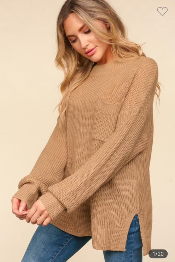 Taupe Mock Neck Sweater