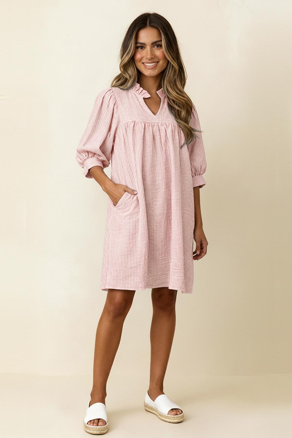 Mauve Pin Stripe Dress