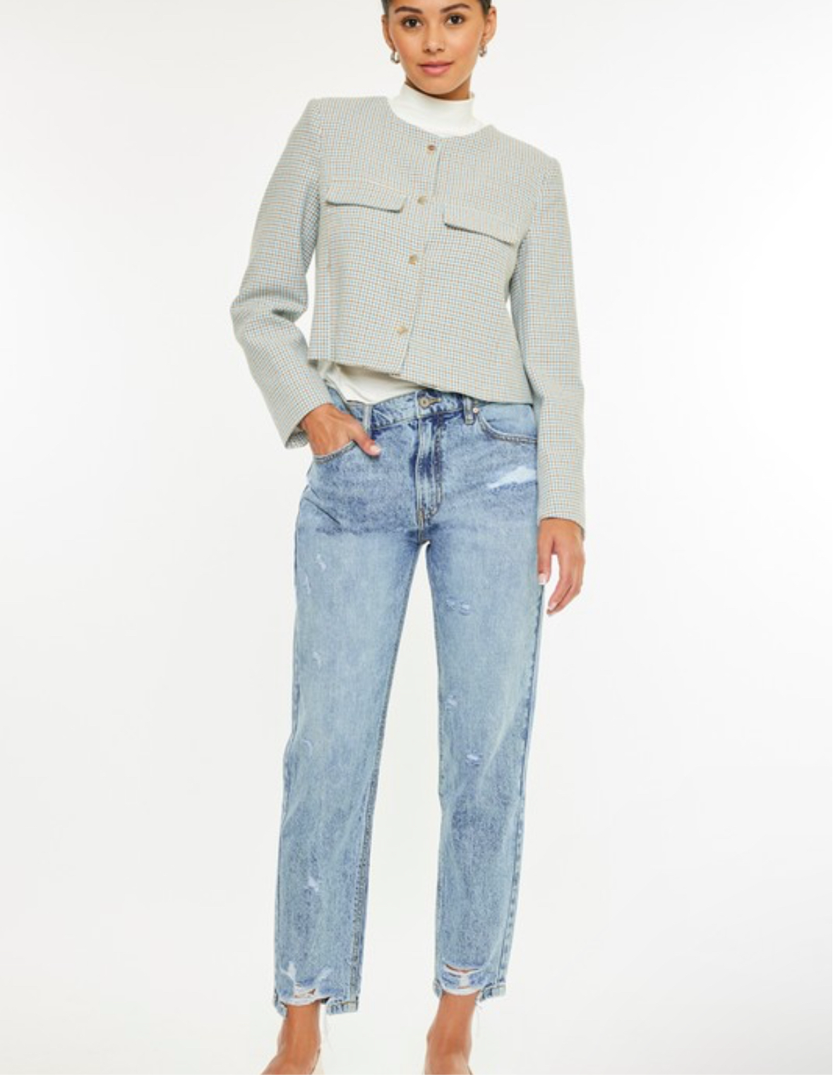 Kan Can High Rise Ankle Mom Jeans