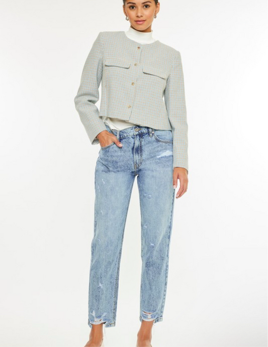 Kan Can High Rise Ankle Mom Jeans