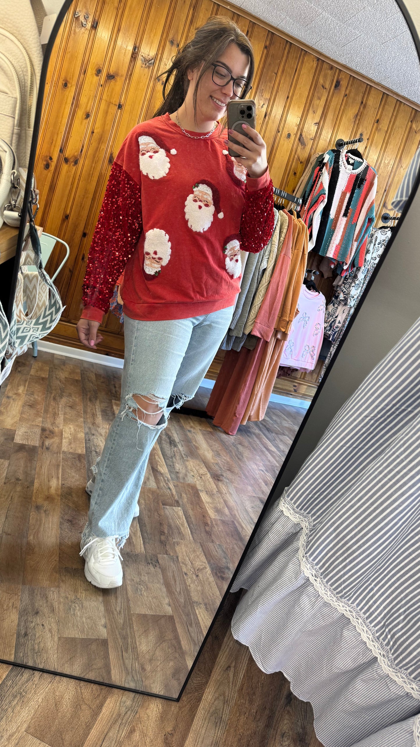 BiBi Velvet Sequin Santa Top