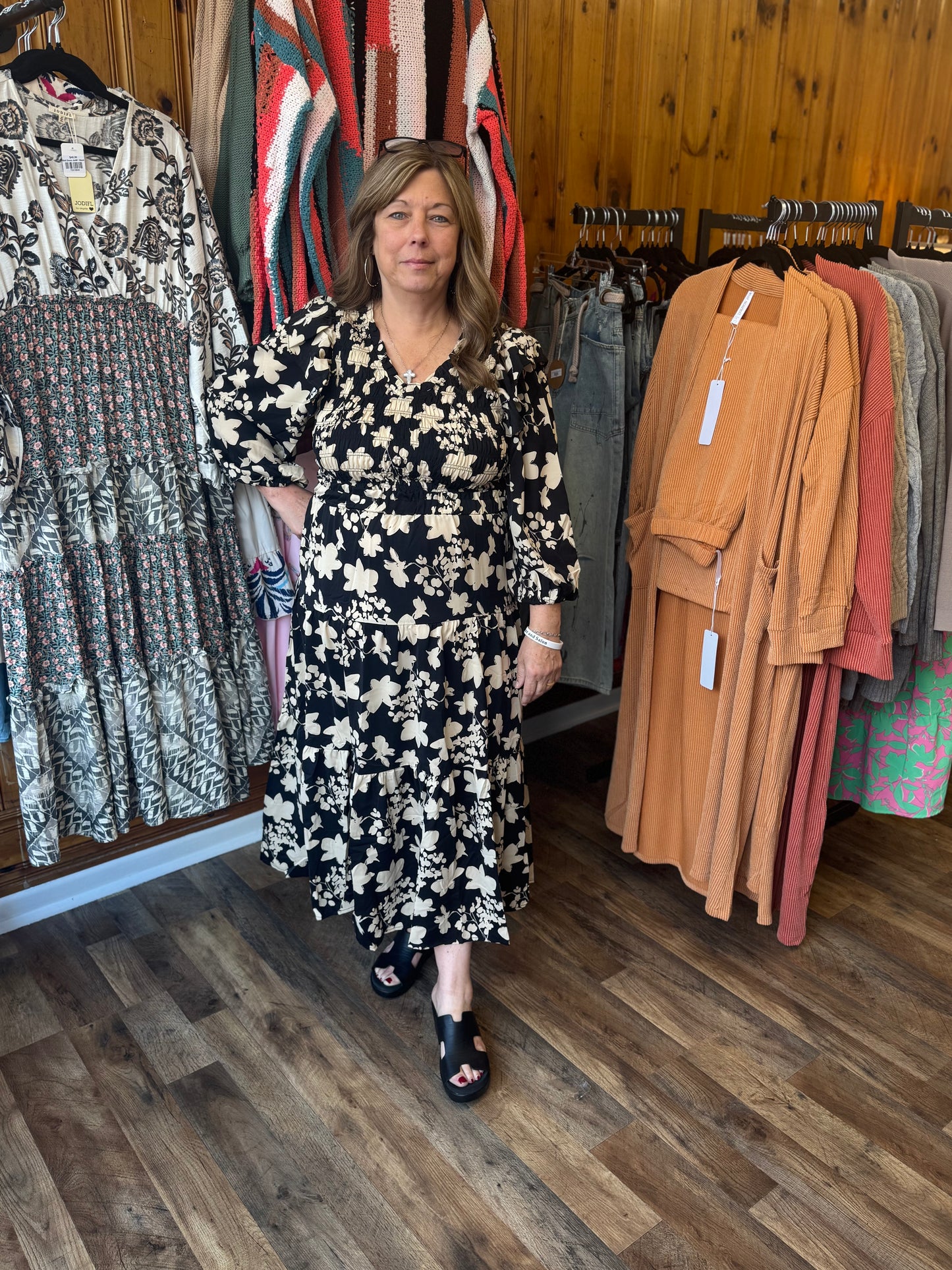 Umgee Ruffle Sleeve Midi Dress