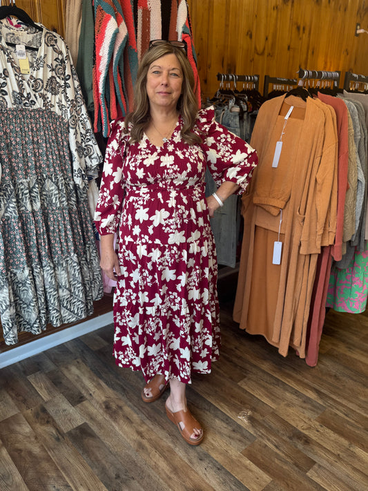 Umgee Ruffle Sleeve Midi Dress