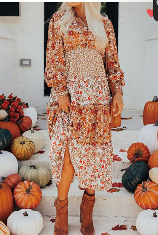 Fall Print Midi Dress