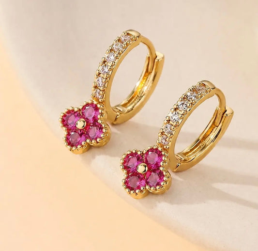 Fuchsia Clover Earrings