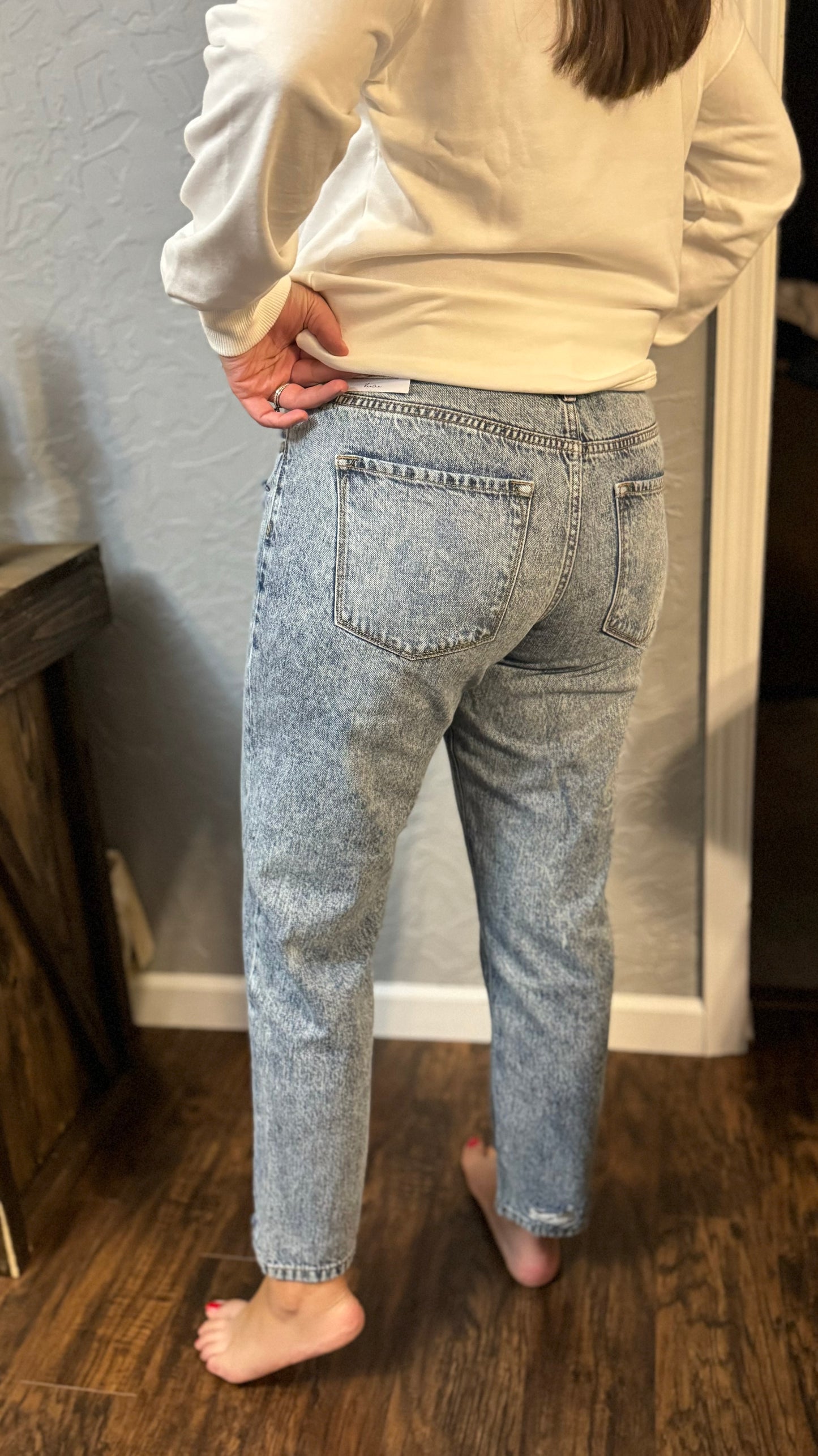 Kan Can High Rise Ankle Mom Jeans