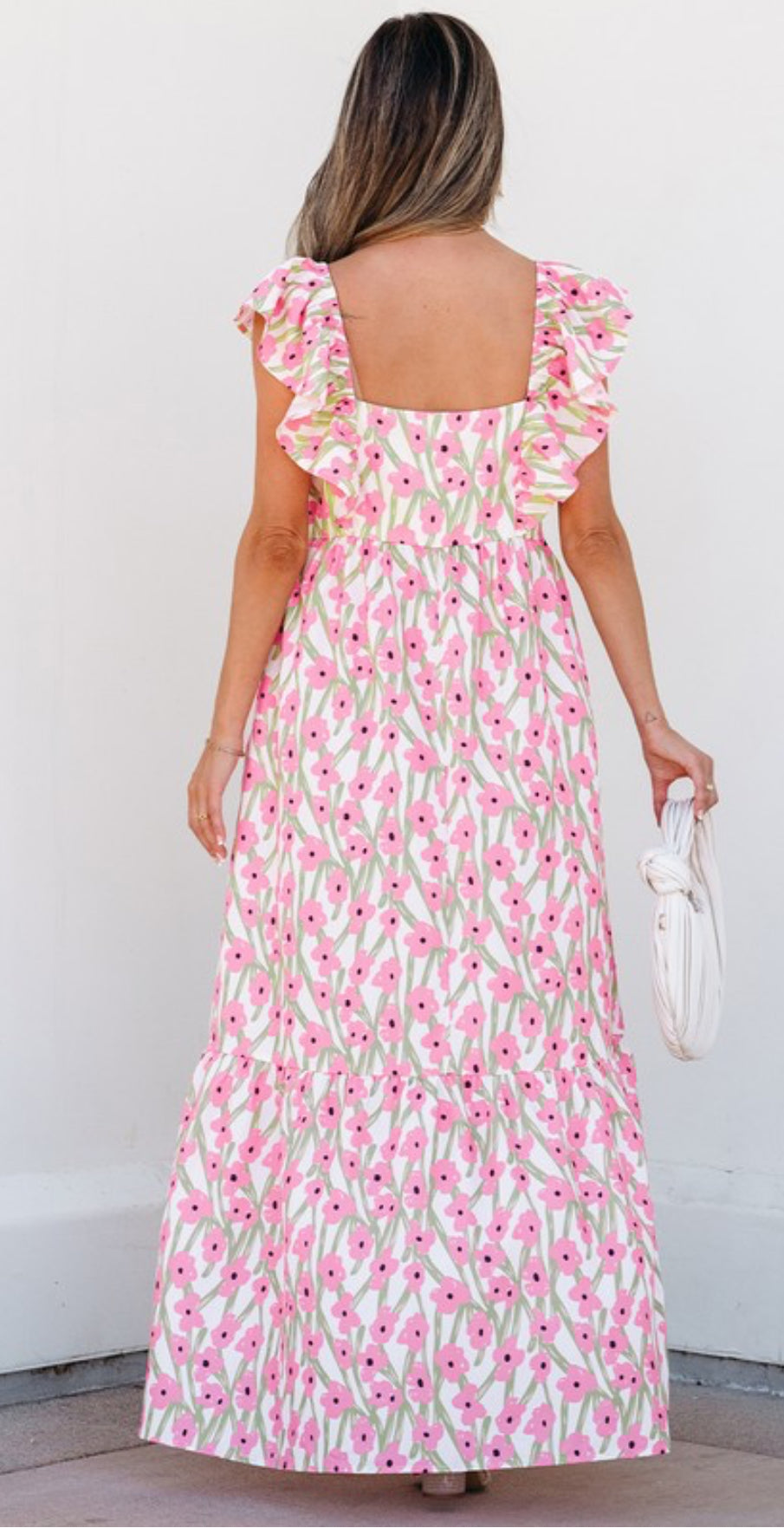 Floral Ruffle Sleeve Maxi Dress