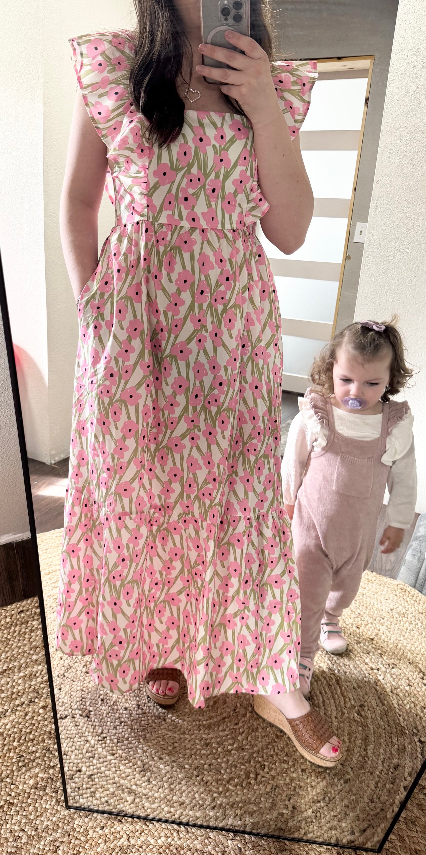 Floral Ruffle Sleeve Maxi Dress