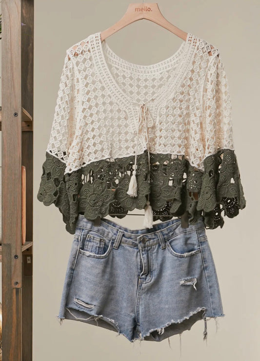 Color Block Crochet Top
