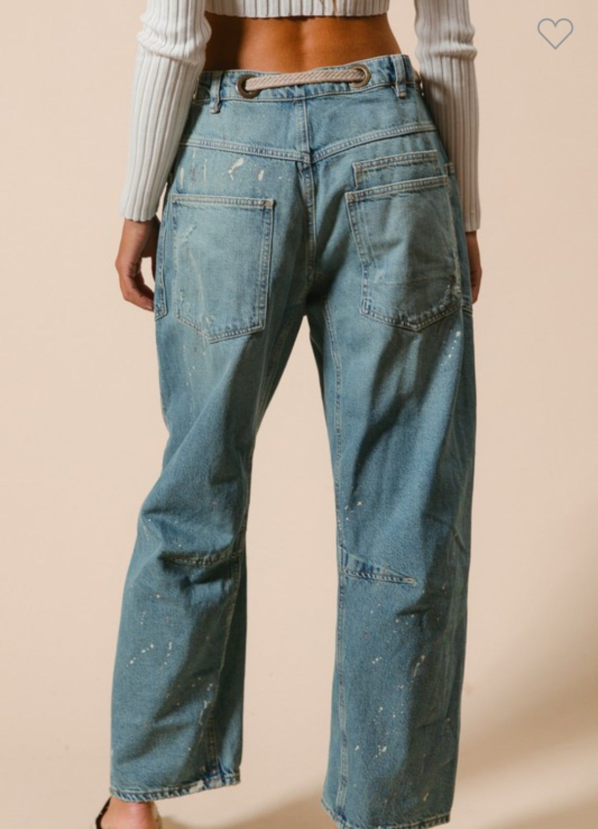 Braided Waist Belt Drip Paint Pants