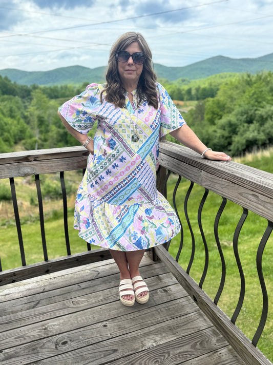 Sage and Lilac Midi Dress