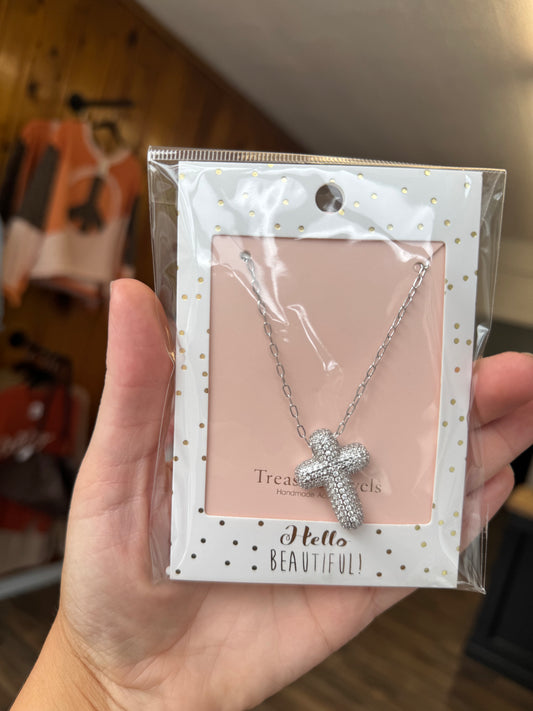 Faithful Glow Silver Cross Necklace