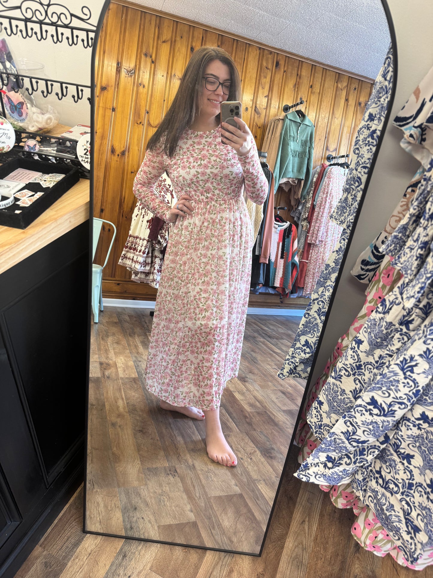 Floral Mesh Midi Dress