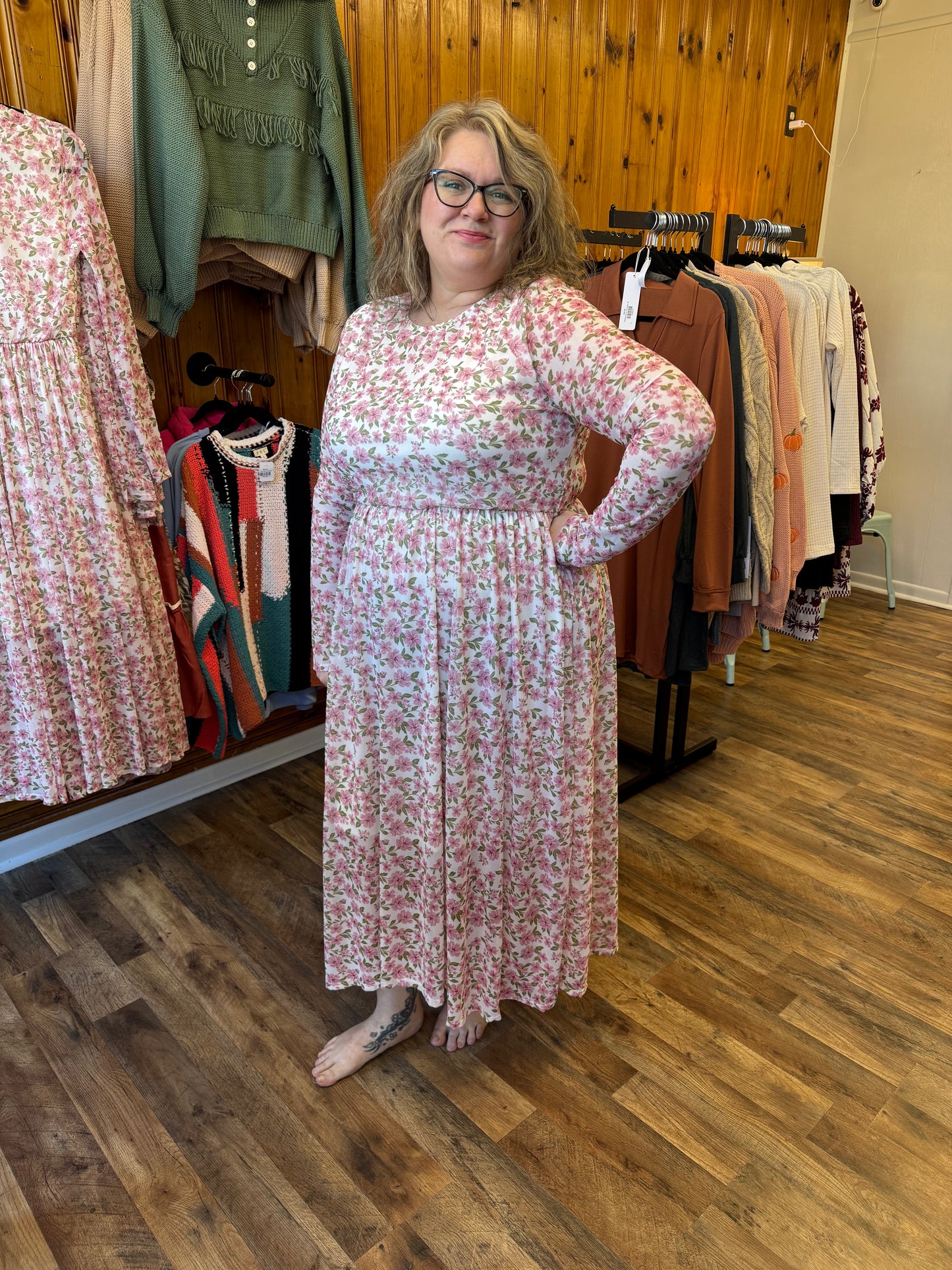 Floral Mesh Midi Dress