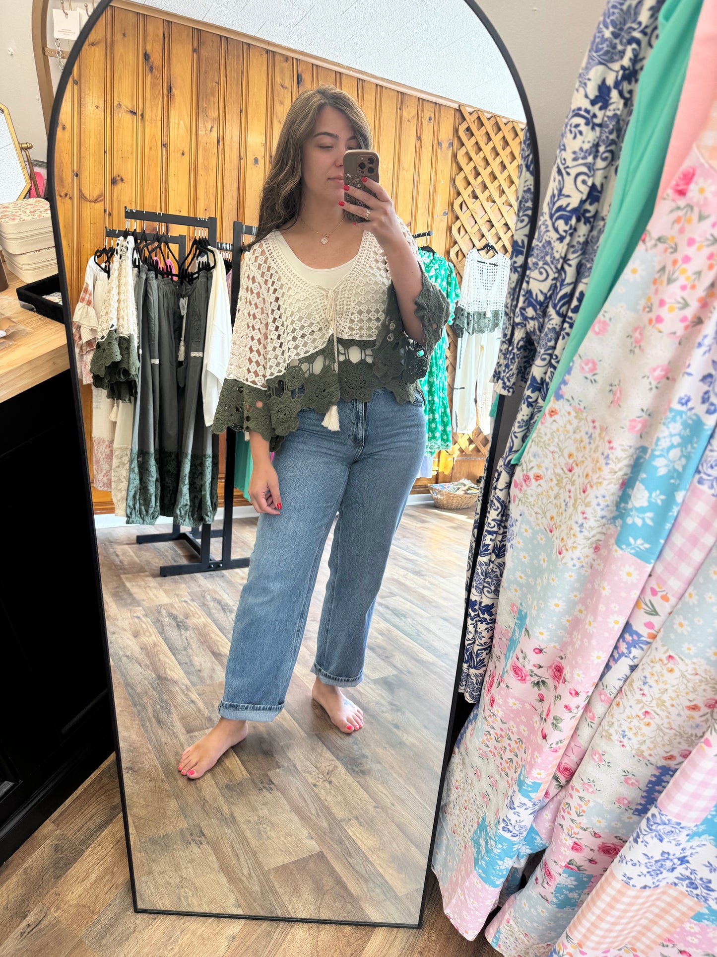Color Block Crochet Top
