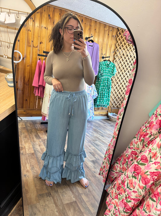 Denim Wide Leg Pants