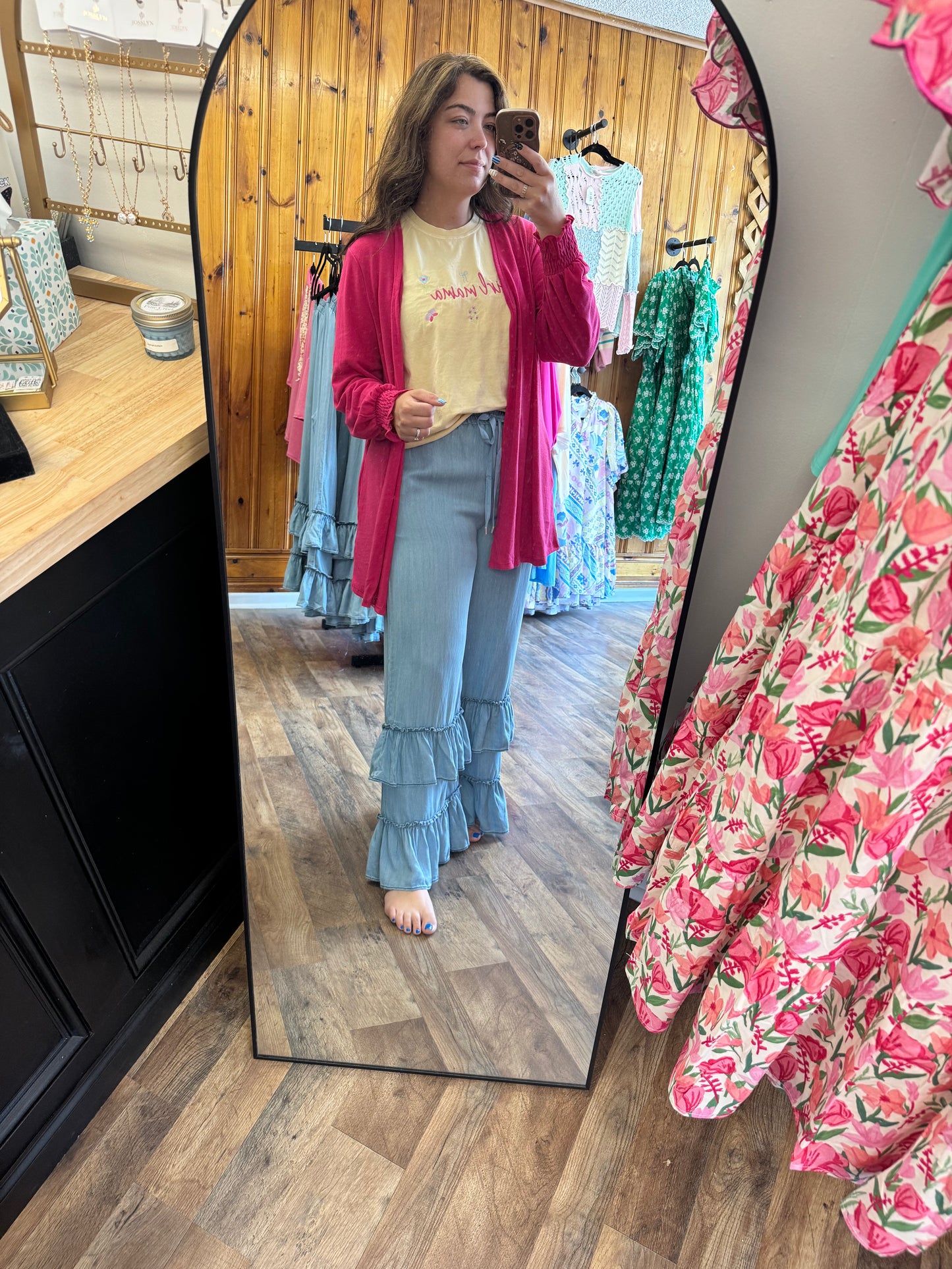 Smocked Sleeve Cardigan