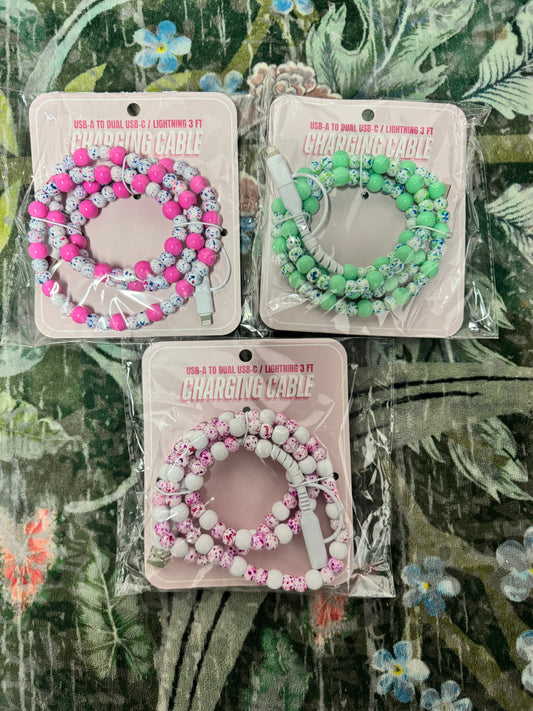 Beaded Dual USB Charging Cable