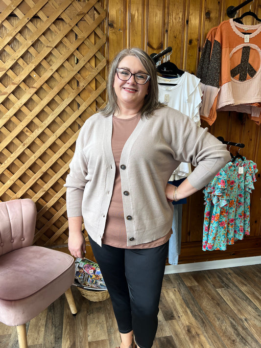 Zenana Wooden Button Waffle Cardigan