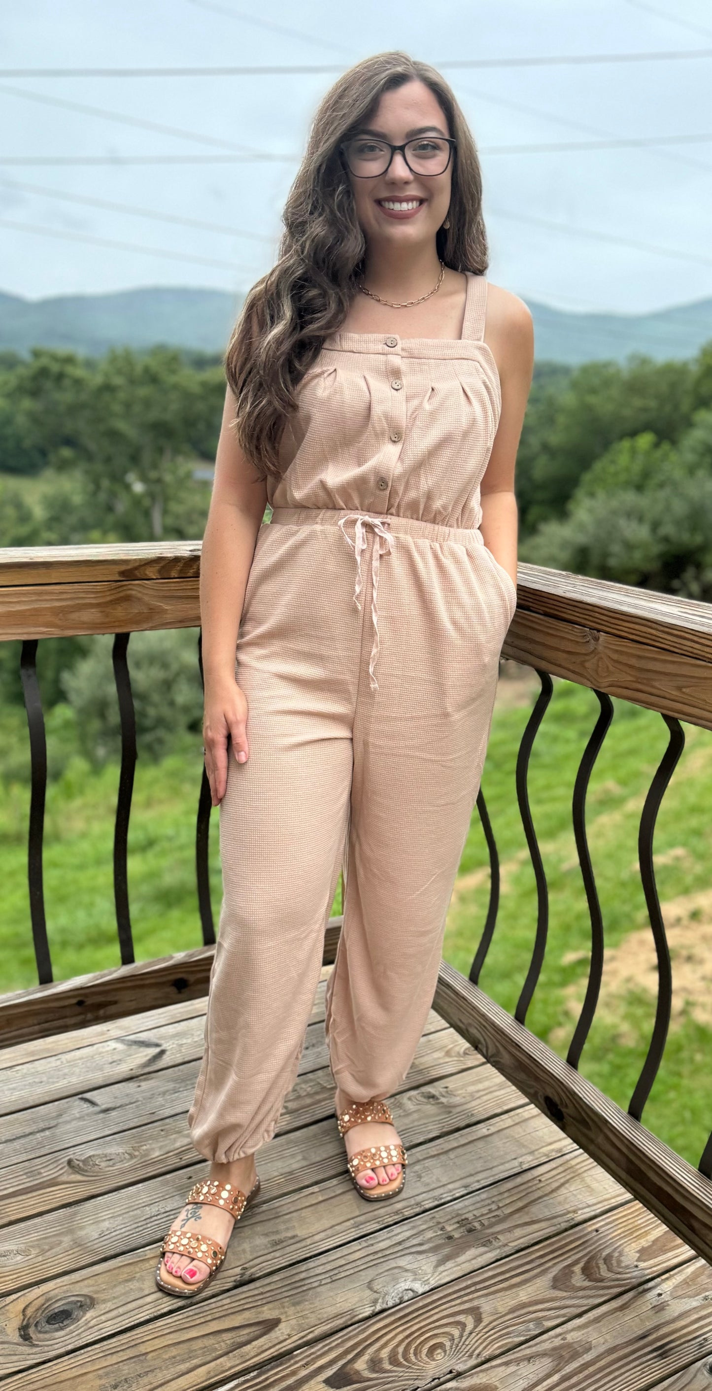 Khaki Button Jumpsuit