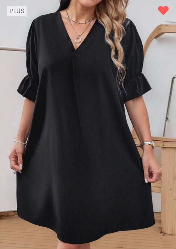 Ruffle Puff Sleeve Dress